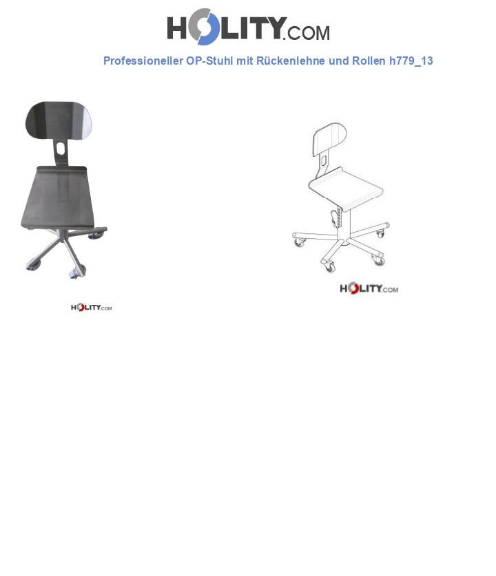 Professioneller OP-Stuhl mit Rückenlehne und Rollen h779_13