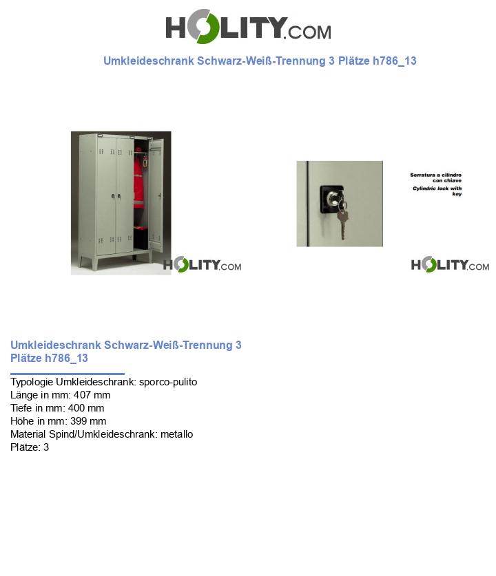 Umkleideschrank Schwarz-Weiß-Trennung 3 Plätze h786_13