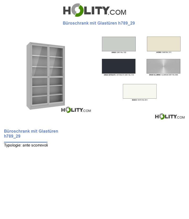 Büroschrank mit Glastüren h789_29