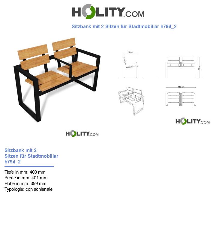 Sitzbank mit 2 Sitzen für Stadtmobiliar h794_2