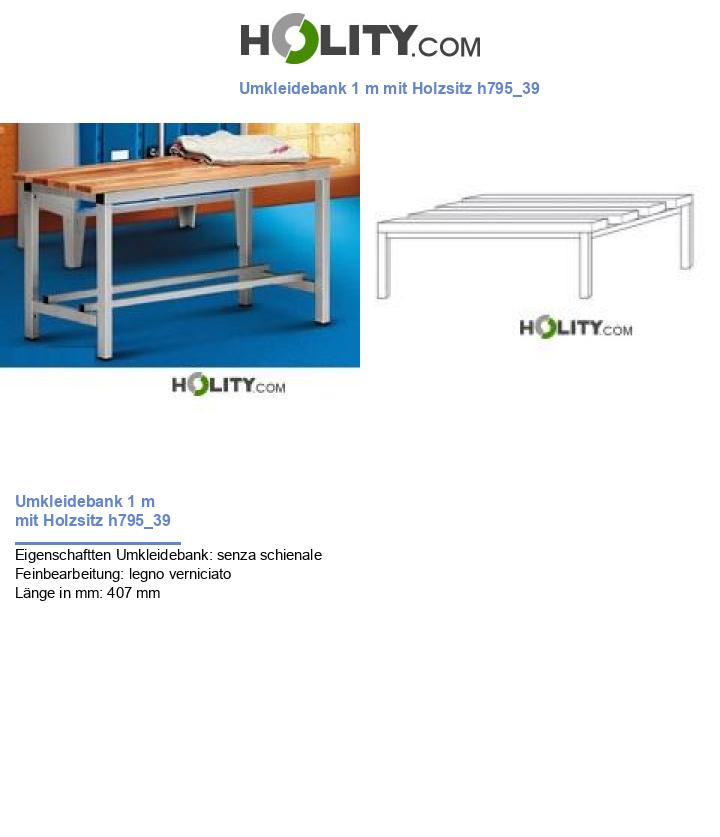 Umkleidebank 1 m mit Holzsitz h795_39