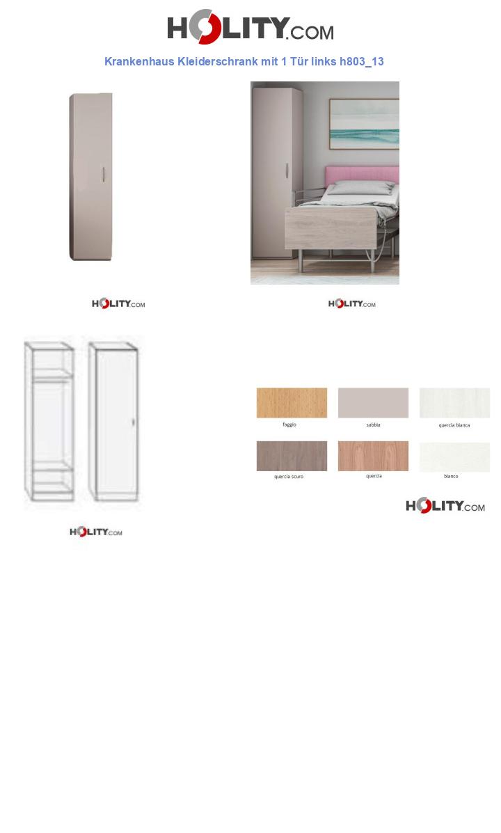 Krankenhaus Kleiderschrank mit 1 Tür links h803_13