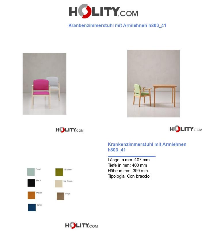 Krankenzimmerstuhl mit Armlehnen h803_41