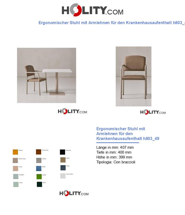 Ergonomischer Stuhl mit Armlehnen für den Krankenhausaufenthalt h803_49