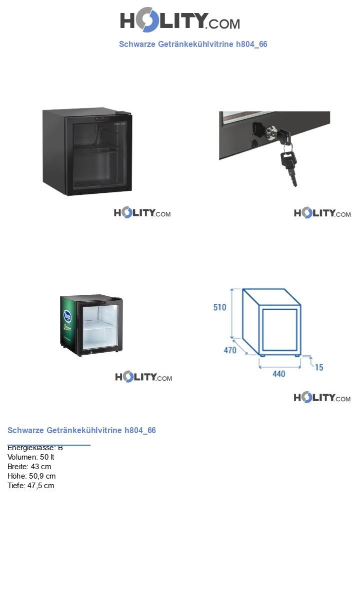 Schwarze Getränkekühlvitrine h804_66