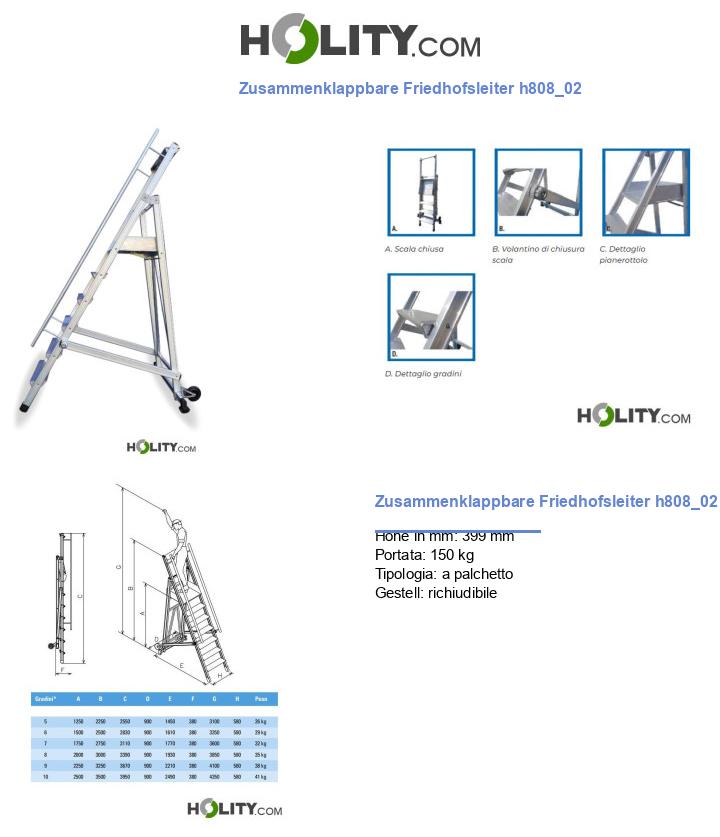 Zusammenklappbare Friedhofsleiter h808_02