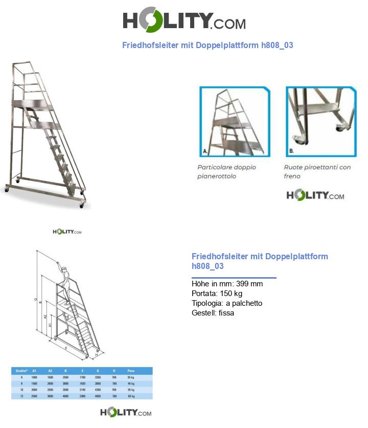 Friedhofsleiter mit Doppelplattform h808_03