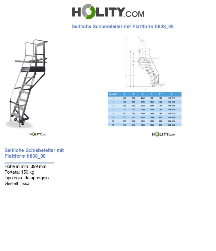 Seitliche Schiebeleiter mit Plattform h808_08