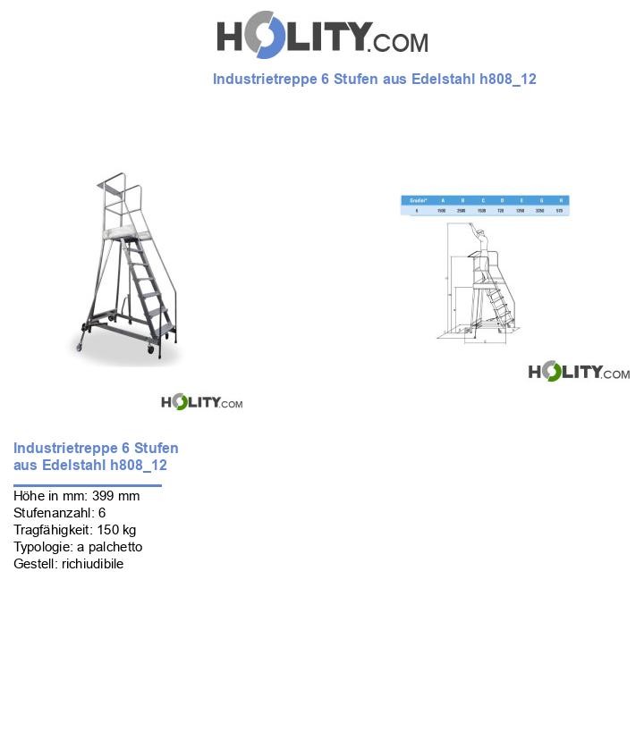 Industrietreppe 6 Stufen aus Edelstahl h808_12