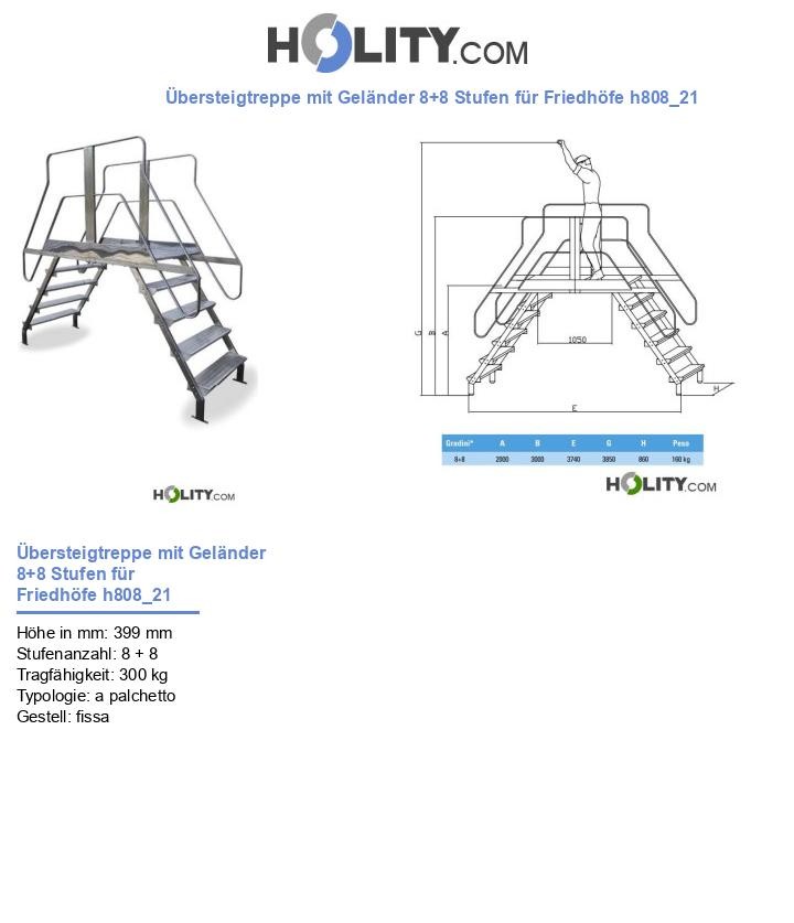 Übersteigtreppe mit Geländer 8+8 Stufen für Friedhöfe h808_21