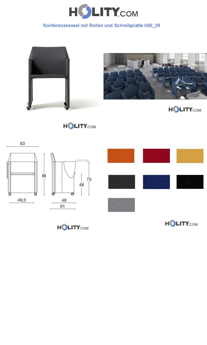 Konferenzsessel mit Rollen und Schreibplatte h80_29