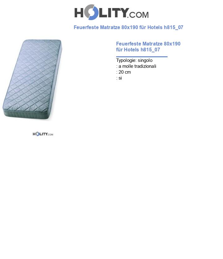 Feuerfeste Matratze 80x190 für Hotels h815_07