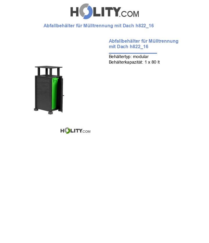 Abfallbehälter für Mülltrennung mit Dach h822_16