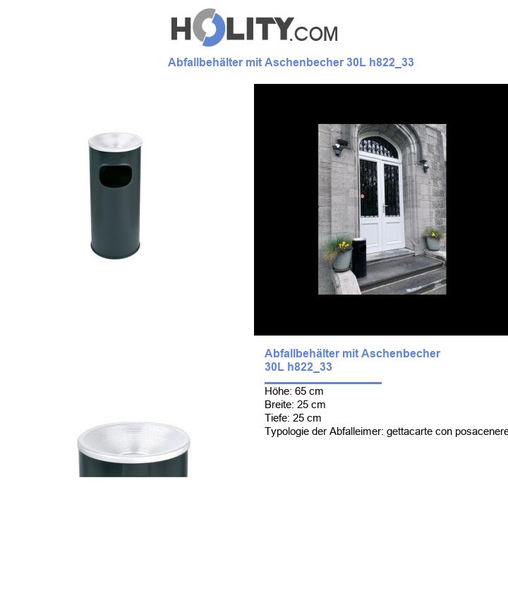 Abfallbehälter mit Aschenbecher 30L h822_33