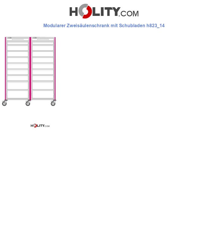 Modularer Zweisäulenschrank mit Schubladen h823_14