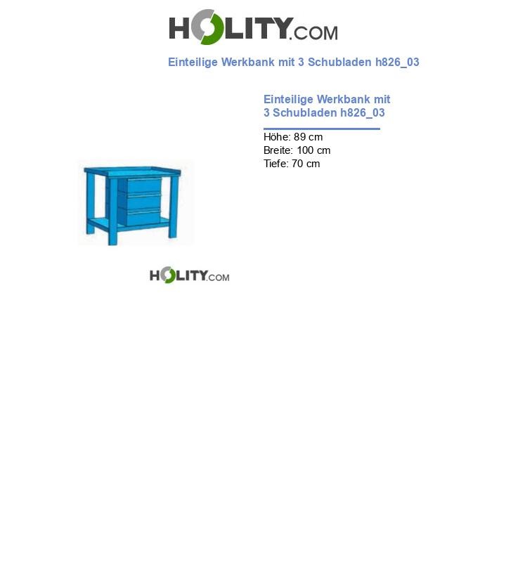 Einteilige Werkbank mit 3 Schubladen h826_03