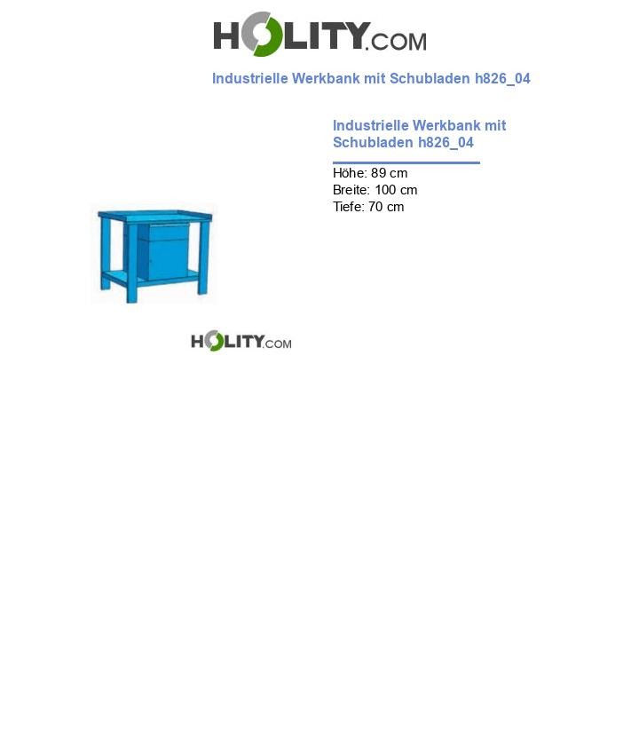 Industrielle Werkbank mit Schubladen h826_04