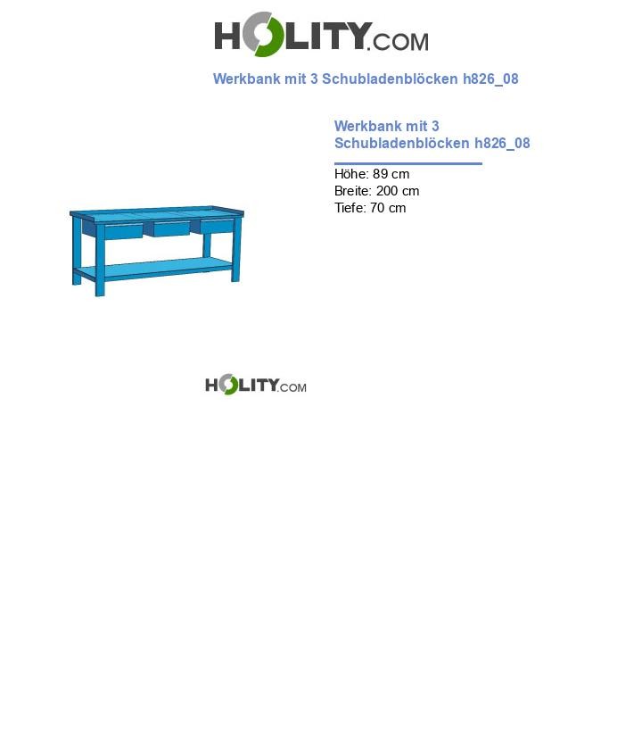 Werkbank mit 3 Schubladenblöcken h826_08