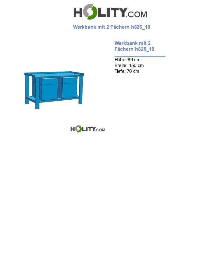Werkbank mit 2 Fächern h826_18