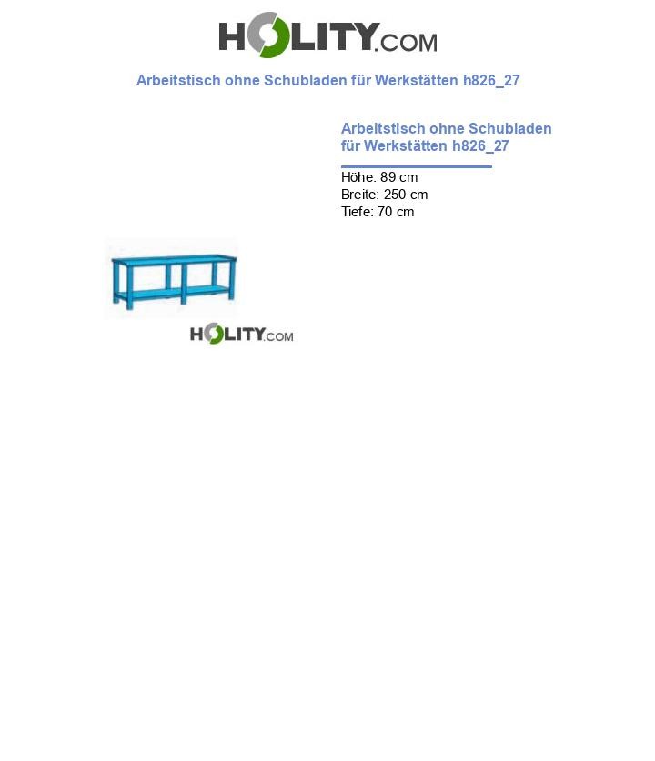 Arbeitstisch ohne Schubladen für Werkstätten h826_27