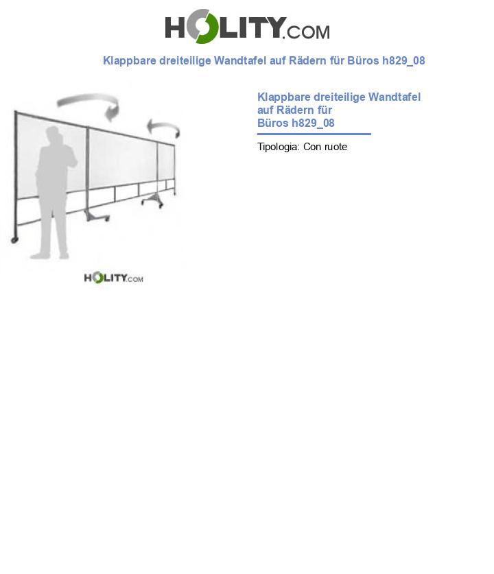 Klappbare dreiteilige Wandtafel auf Rädern für Büros h829_08