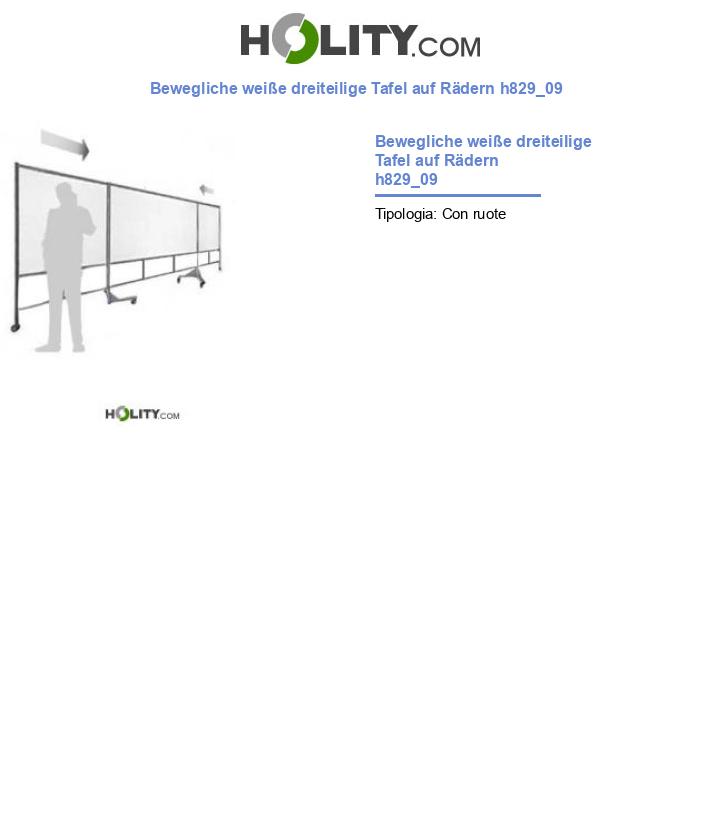 Bewegliche weiße dreiteilige Tafel auf Rädern h829_09