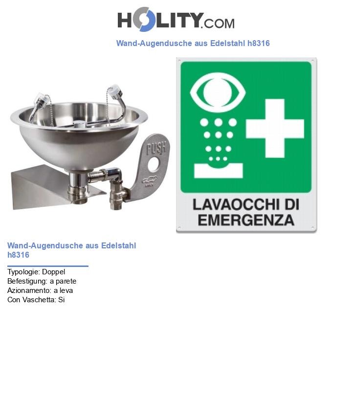 Wand-Augendusche aus Edelstahl h8316