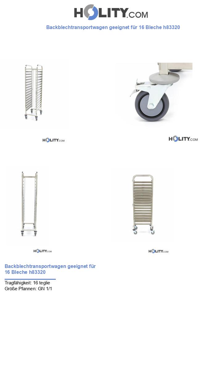 Backblechtransportwagen geeignet für 16 Bleche h83320