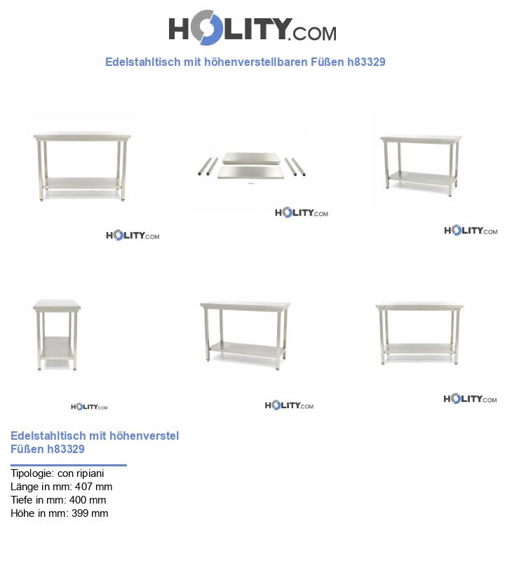 Edelstahltisch mit höhenverstellbaren Füßen h83329