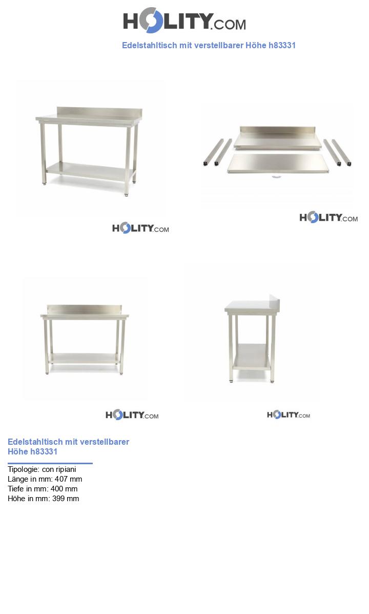 Edelstahltisch mit verstellbarer Höhe h83331