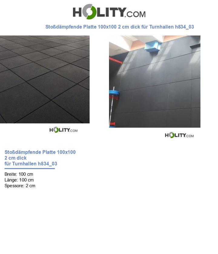 Stoßdämpfende Platte 100x100 2 cm dick für Turnhallen h834_03