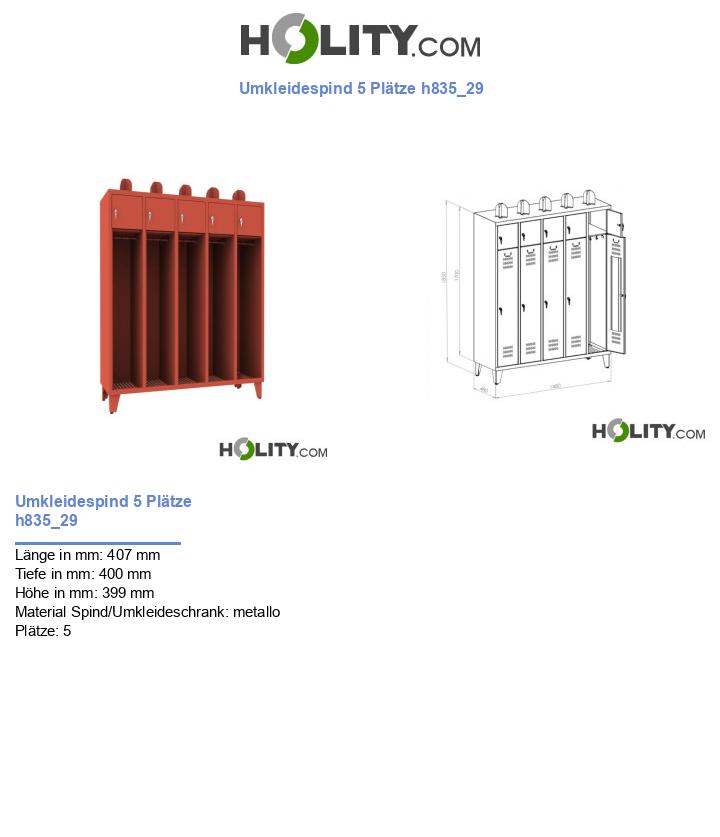 Umkleidespind 5 Plätze h835_29