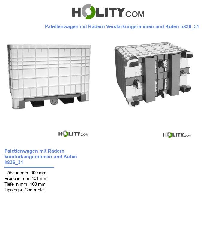 Palettenwagen mit Rädern Verstärkungsrahmen und Kufen h836_31