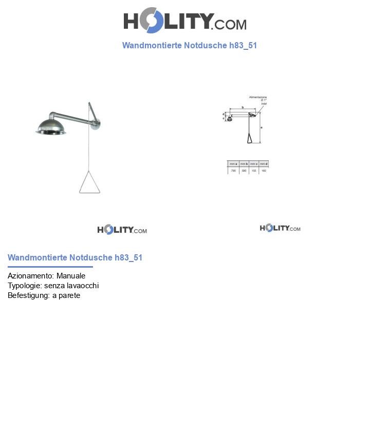 Wandmontierte Notdusche h83_51