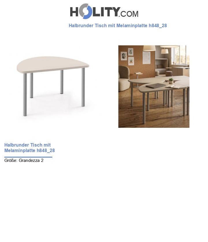 Halbrunder Tisch mit Melaminplatte h848_28