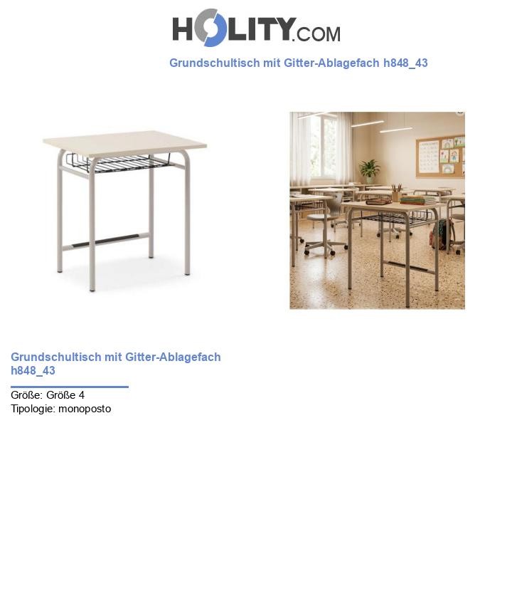 Grundschultisch mit Gitter-Ablagefach h848_43