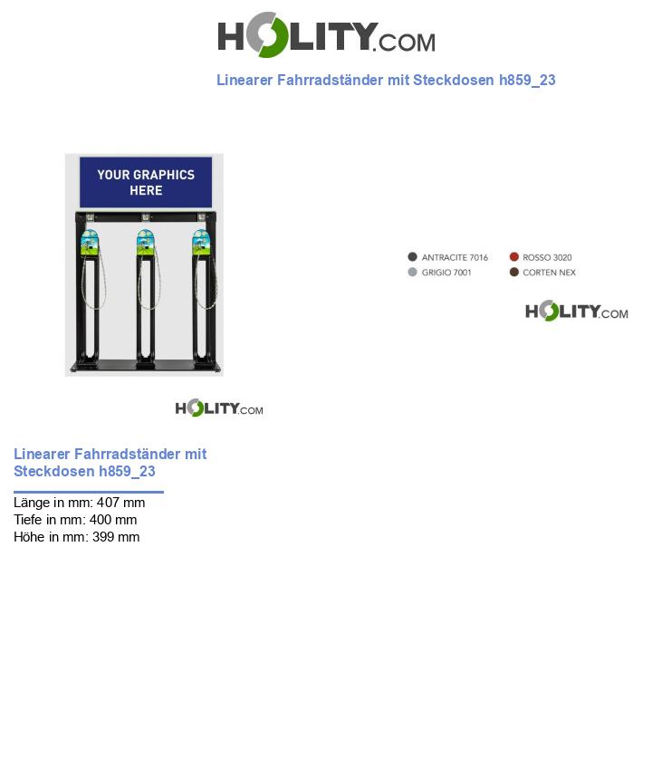 Linearer Fahrradständer mit Steckdosen h859_23