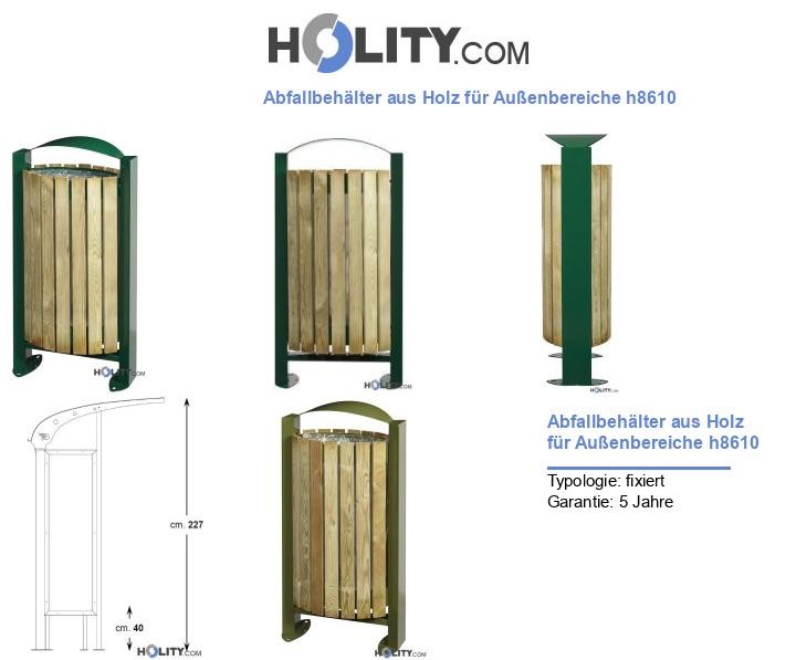 Abfallbehälter aus Holz für Außenbereiche h8610