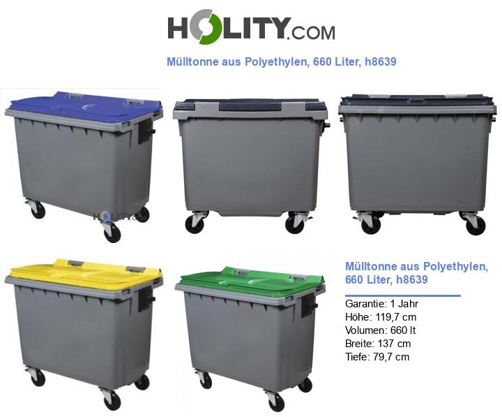 Mülltonne aus Polyethylen, 660 Liter, h8639