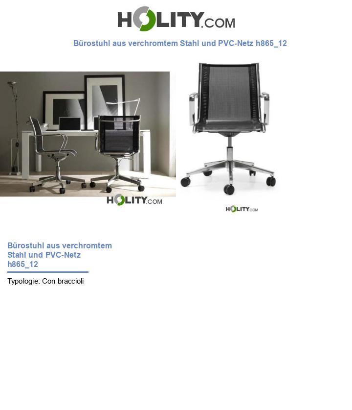 Bürostuhl aus verchromtem Stahl und PVC-Netz h865_12
