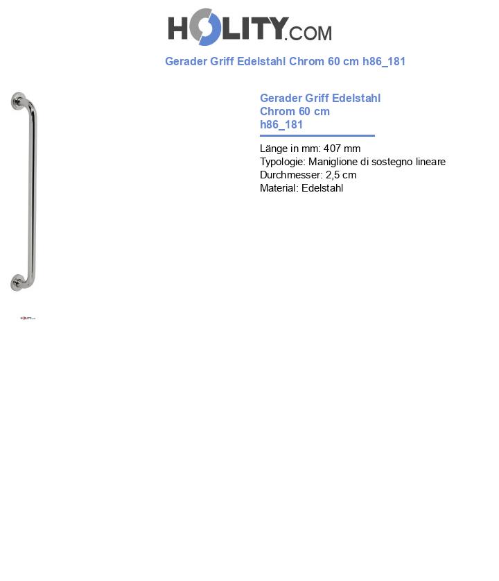 Gerader Griff Edelstahl Chrom 60 cm h86_181