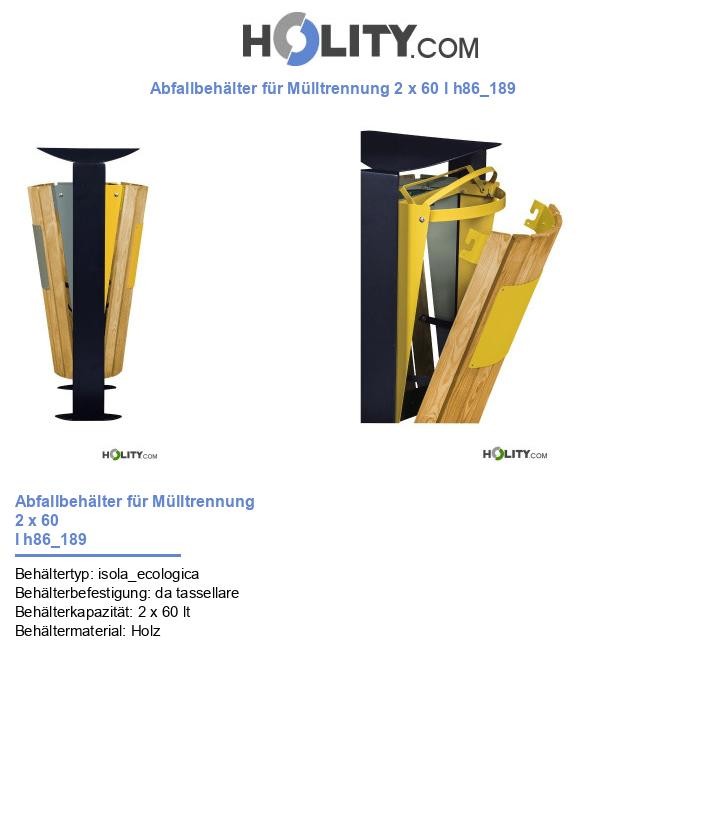 Abfallbehälter für Mülltrennung 2 x 60 l h86_189