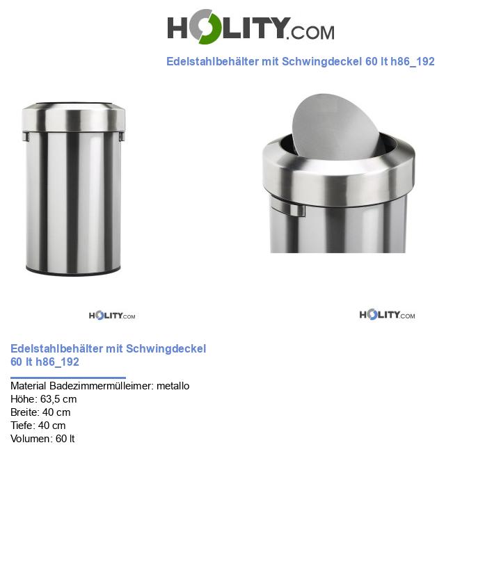 Edelstahlbehälter mit Schwingdeckel 60 lt h86_192