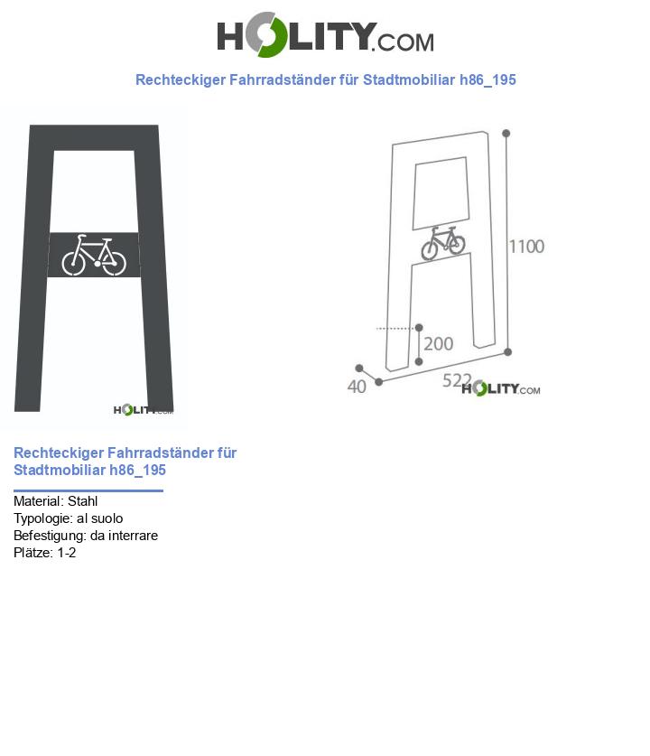 Rechteckiger Fahrradständer für Stadtmobiliar h86_195