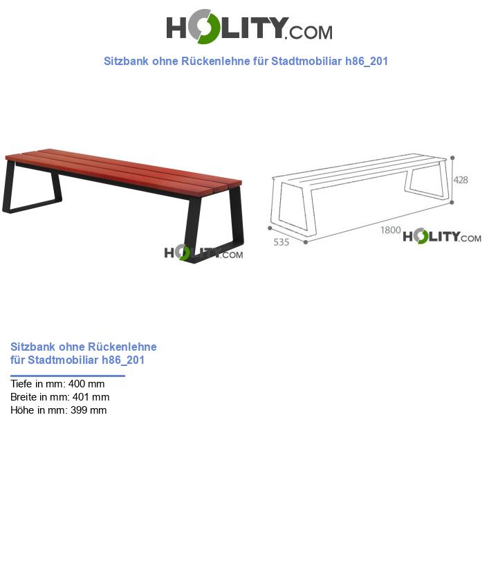 Sitzbank ohne Rückenlehne für Stadtmobiliar h86_201