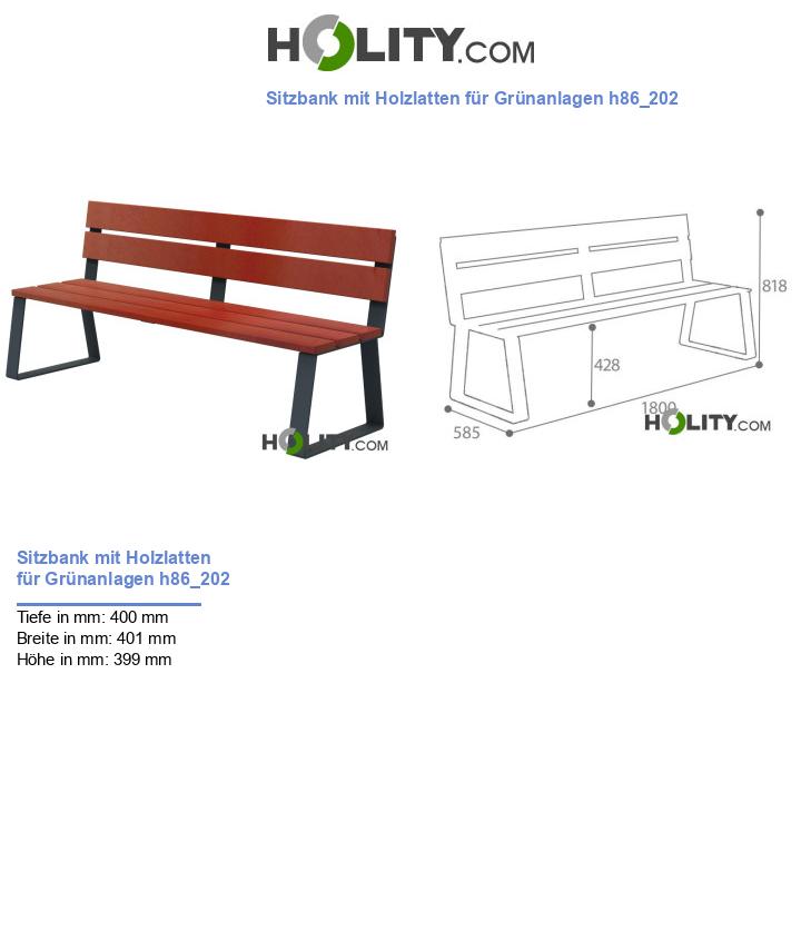 Sitzbank mit Holzlatten für Grünanlagen h86_202