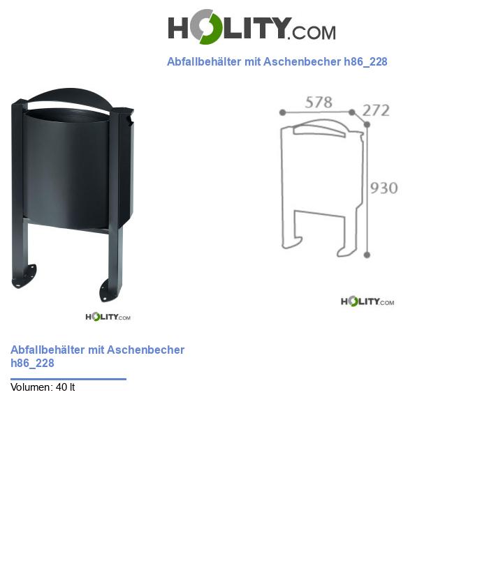 Abfallbehälter mit Aschenbecher h86_228