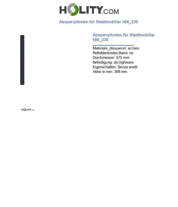 Absperrpfosten für Stadtmobiliar h86_230
