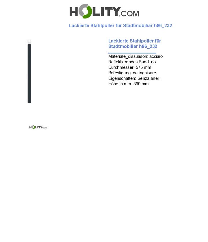 Lackierte Stahlpoller für Stadtmobiliar h86_232