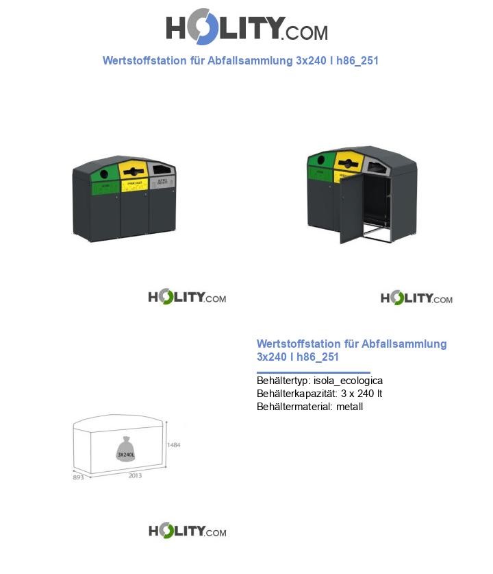 Wertstoffstation für Abfallsammlung 3x240 l h86_251